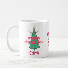 Mädchen Niedlich Merry Pink Weihnachtsbaum Tasse