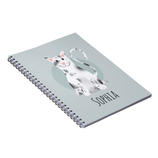 Mädchen Niedlich moderne Blue Cat Kids School Notizblock (Rechte Seite)