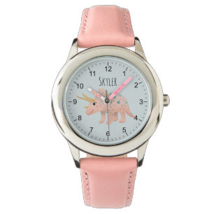 Mädchen Niedlich Moderne rosa Triceratops Dinosau Armbanduhr