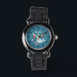 Mädchen Niedlich Moderner Regenbogen Narwhal und N Armbanduhr<br><div class="desc">Diese moderne und niedliche Kinderuhr besticht durch einen handgezeichneten Regenbogen-Narwal-Cartoon, eine Qualle, Seesterne, Algen und Muscheln. In diesem farbenfrohen Design können Sie auch Ihren Mädchennamen hinzufügen. Mit klaren, leicht lesbaren Zahlen ist diese "erste" Uhr ideal für diejenigen, die gerade erst mit dem Lernen beginnen. Das perfekte Ozeandesign für Ihre Kleine!...</div>