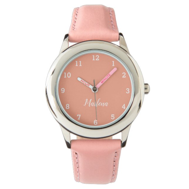 Mädchen Niedlich Modernes Rosa Stilvolle Individue Armbanduhr (Vorderseite)