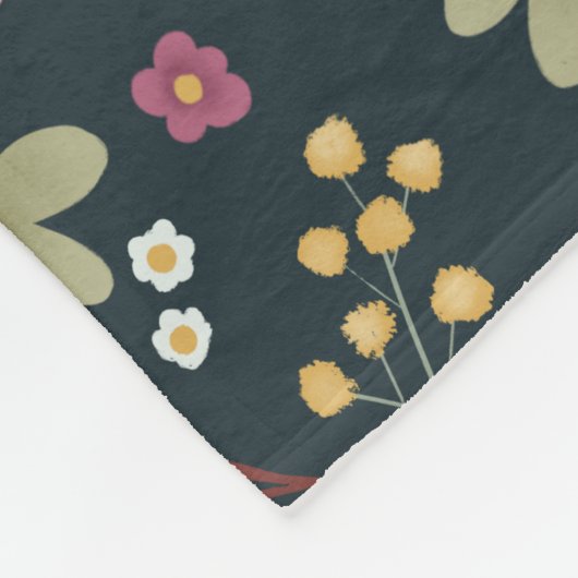 Mädchen Niedlich Navy Blau Moderne botanische Blum Fleecedecke (Ecke)