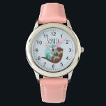 Mädchen Niedlich Otter Cartoon Blume und Name Kind Armbanduhr<br><div class="desc">Diese wunderschöne und gürtelige Kinderuhr bietet einen schönen,  otter Cartoon mit Blume und Flussweed und ist leicht lesbar. Dieses hübsche Design bietet auch einen Platz,  wo Sie Ihren Mädchennamen hinzufügen können. Das perfekte Otter-Thema,  Blumendesign für Ihr Kleines!</div>