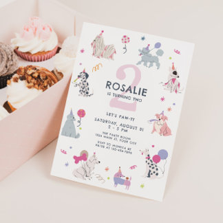Mädchen Niedlich Pastel Hund Let's Pawty Birthday Einladung