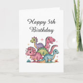 Mädchen Niedlich Personalisierte Dinosaurier Gebur Karte (Vorderseite)