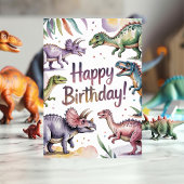 Mädchen Niedlich Personalisierte Dinosaurier Gebur Karte