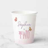 Mädchen Niedlich Pink Aquarell Schmetterling Kinde Pappbecher (Rückseite)