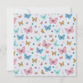 Mädchen Niedlich Pink Aquarellblume Schmetterling  Dankeskarte (Rückseite)