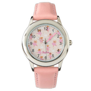 Mädchen Niedlich Pink Ballerina Personalisierter Armbanduhr