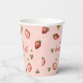 Mädchen Niedlich Pink Berry Erster Geburtstag Pappbecher (Rechts)