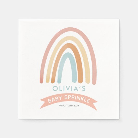 Mädchen Niedlich Pink Boho Rainbow Baby Sprinkle Serviette (Vorderseite)