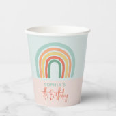 Mädchen Niedlich Pink Boho Rainbow Kindergeburtsta Pappbecher (Vorderseite)