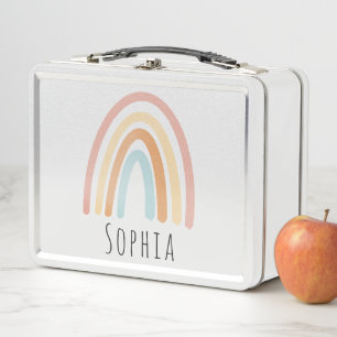 Mädchen Niedlich Pink Boho Regenbogen Kinder Pers Metall Brotdose