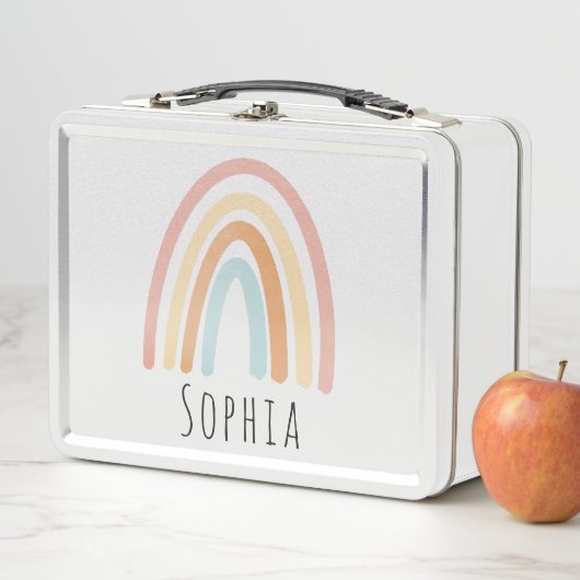 Mädchen Niedlich Pink Boho Regenbogen Kinder Perso Metall Brotdose (Beispiel)