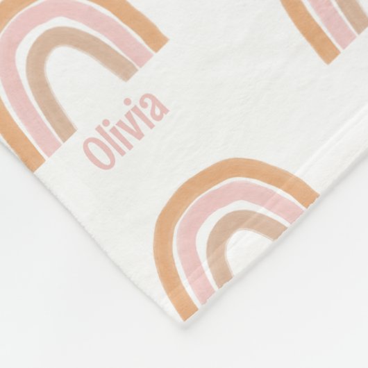 Mädchen Niedlich Pink Boho Wasserfarbe Regenbogenn Fleecedecke (Ecke)