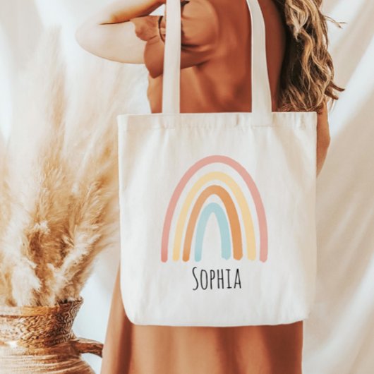 Mädchen Niedlich Pink Boho Wasserfarben Rainbow Ki Tragetasche