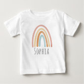 Mädchen Niedlich Pink Boho Wasserfarben Regenbogen Baby T-shirt (Vorderseite)
