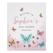 Mädchen Niedlich Pink Butterfly Babydusche Begrüßu Poster (Vorderseite)