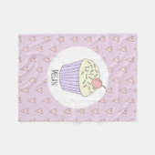 Mädchen Niedlich Pink Cupcake Muffin & Name Kinder Fleecedecke (Vorderseite (Horizontal))