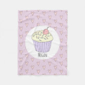 Mädchen Niedlich Pink Cupcake Muffin & Name Kinder Fleecedecke (Vorderseite)
