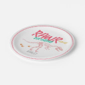 Mädchen Niedlich Pink Dinosaur Dig Fossil Kinderge Pappteller (Schrägansicht)