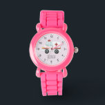 Mädchen Niedlich Pink Doktor Krankenwagen Kinder Armbanduhr<br><div class="desc">Diese niedliche und moderne Kinderuhr verfügt über einen Krankenwagen-Cartoon und einen Platz,  wo Sie Ihren Mädchennamen hinzufügen können. Perfekt für jedes Kind,  das davon träumt,  Arzt oder Sanitäter zu sein! Mit klaren Zahlen und einem rosa Hintergrund ist diese Uhr ideal für einen kleinen,  der lernt,  die Zeit zu erzählen.</div>