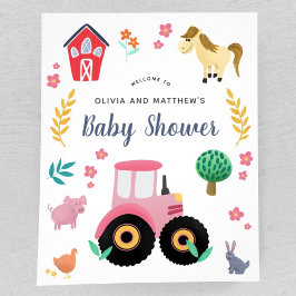 Mädchen Niedlich Pink Farm Baby Dusche Begrüßungsz Poster
