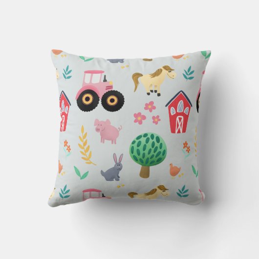 Mädchen Niedlich Pink Farm Tiertrainer Kinder Kind Kissen (Rückseite)