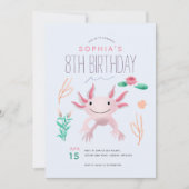 Mädchen Niedlich Pink Kawaii Axolotl 8. Geburtstag Einladung (Vorderseite)