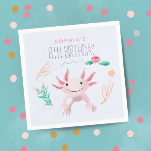Mädchen Niedlich Pink Kawaii Axolotl 8. Geburtstag Serviette