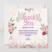 Mädchen Niedlich Pink Lila Butterfly Kindergeburts Dankeskarte (Vorderseite)