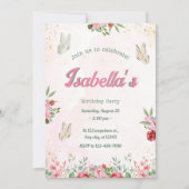 Mädchen Niedlich Pink Lila Butterfly Kindergeburts Einladung (Vorderseite)