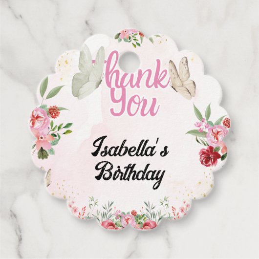 Mädchen Niedlich Pink Lila Butterfly Kindergeburts Geschenkanhänger (Vorderseite)