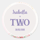 Mädchen Niedlich Pink Lila Butterfly Kindergeburts Runder Aufkleber (Vorderseite)