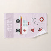 Mädchen Niedlich Pink Paramedic Ambulance Muster K Badhandtuch Set (Handtuch)