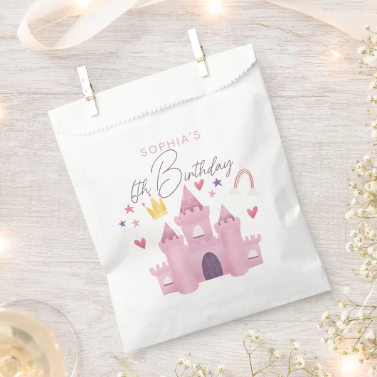 Mädchen Niedlich Pink Princess Palace 6. Geburtsta Geschenktütchen (Ausgeschnitten)