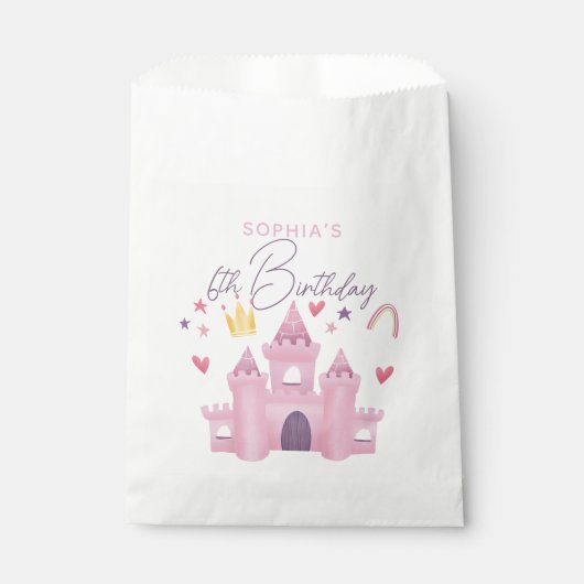 Mädchen Niedlich Pink Princess Palace 6. Geburtsta Geschenktütchen (Vorderseite)