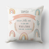 Mädchen Niedlich Pink Rainbow Birth Stats Baby Kin Kissen (Vorderseite)