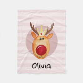 Mädchen Niedlich Pink Rudolph Rentier Weihnachtski Fleecedecke