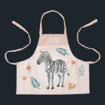 Mädchen Niedlich Pink Safari Zebra und Blume Schürze<br><div class="desc">Diese niedliche und moderne Schürze verfügt über eine Safari Zebra,  mit Aquarellfarben-Blume und Botanicals,  und kann mit Ihrem Mädchennamen personalisiert werden. Das perfekte Dschungelgeschenk für Kleinkind oder Kind!</div>