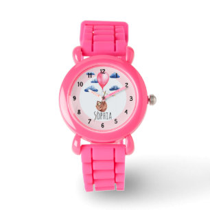 Mädchen Niedlich Pink Sloth Tier und Name Kinder Armbanduhr