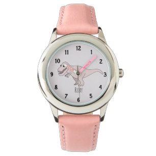 Mädchen Niedlich Pink T-Rex Dinosaurier Kinder mit Armbanduhr