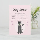 Mädchen Niedlich Pink Tabby Katze Cartoon Kinderdu Einladung (Stehend Vorderseite)