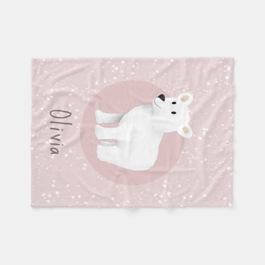 Mädchen Niedlich Pink Winter Polar Bären Urlaub Ki Fleecedecke (Vorderseite (Horizontal))