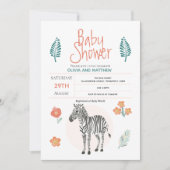 Mädchen Niedlich Pink Zebra Safari Jungle Baby Dus Einladung (Vorderseite)