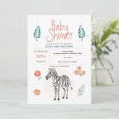 Mädchen Niedlich Pink Zebra Safari Jungle Baby Dus Einladung (Stehend Vorderseite)