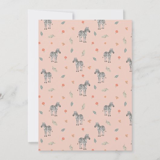 Mädchen Niedlich Pink Zebra Safari Jungle Baby Dus Einladung (Rückseite)