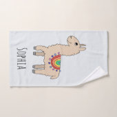 Mädchen Niedlich Rainbow Llama Cartoon und Name Ki Badhandtuch Set (Handtuch)