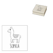 Mädchen Niedlich Rainbow Llama & Name School Buchz Gummistempel (Stempel)