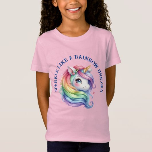 Mädchen Niedlich Rainbow Unicorn Custom Slogan T - T-Shirt (Vorderseite)